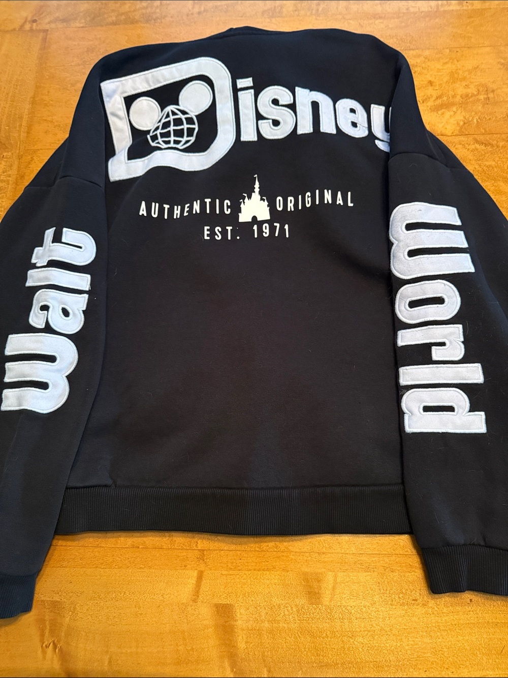 Disney Black Sweatshirt with White Appliqué Logo SZ LRG
